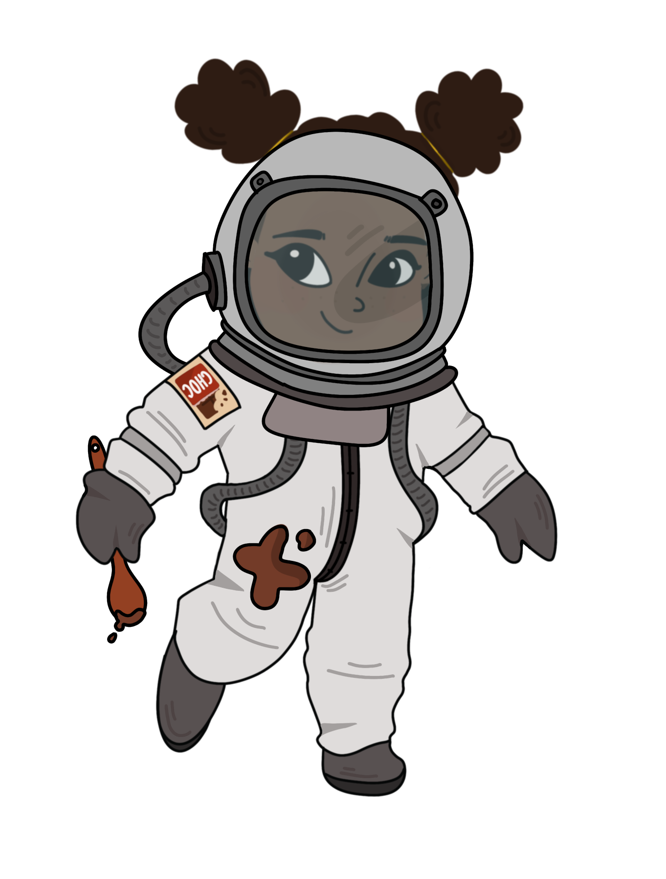 Dessin d'Ellie la patisstronaute en tenue de cosmonaute